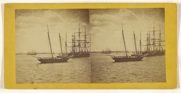 New York Harbor; American; about 1865; Albumen silver print
