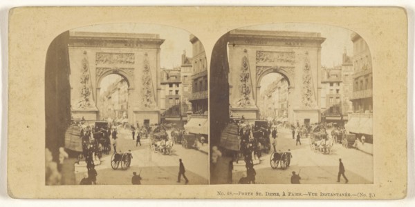 Porte St. Denis, a Paris, French; 1860s; Albumen silver print