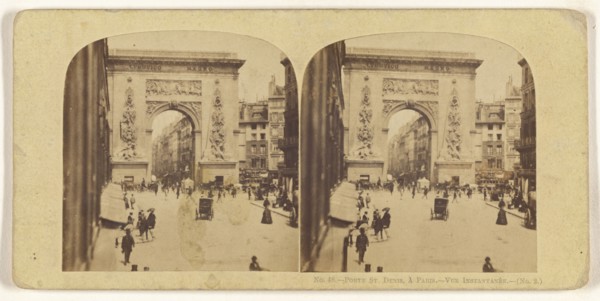 Porte St. Denis, a Paris, French; 1860s; Albumen silver print