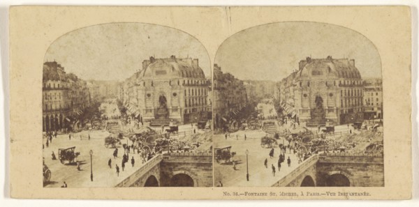 Fontaine St. Michel, a Paris. - Vue Instantanee; French; 1860s; Albumen silver print