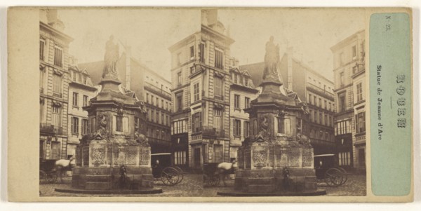 Rouen. Statue de Jeanne d'Arc; French; about 1865; Albumen silver print