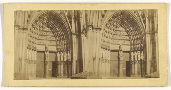 Bords du Rhin. Portail de la Cathedrale de Cologne; French; about 1865; Albumen silver print
