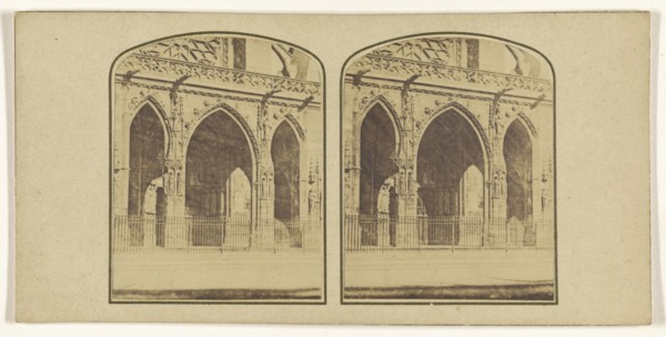 Porch of St. Germain L'Auxerrois; French; about 1860; Albumen silver print