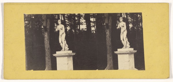 statue, French park; French; about 1860; Albumen silver print