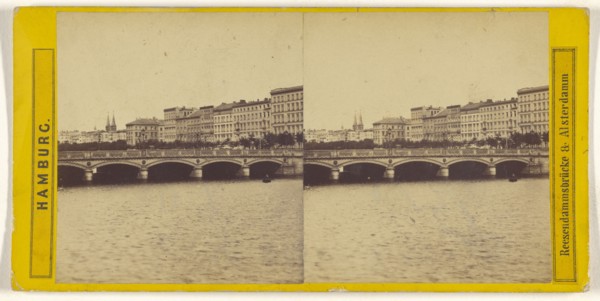 Hamburg. Reesendammsbrucke & Alsterdamm; German; about 1870; Albumen silver print