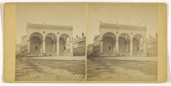 Munchen, Germany, Die Feldherrnhalle; German; about 1870; Albumen silver print