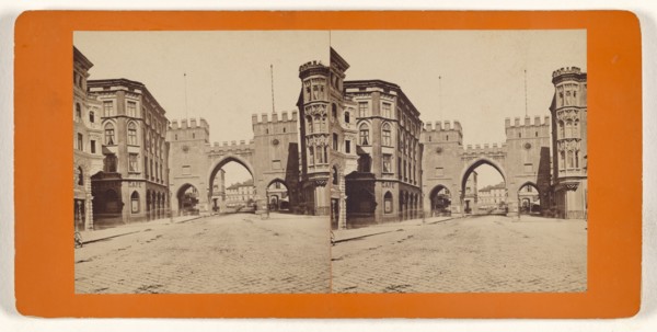 Munchen, Germany, Das Carlsthor; German; about 1870; Albumen silver print