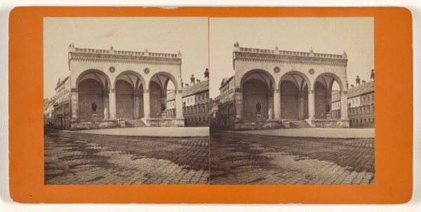 Munchen, Germany, Die Feldherrenhalle; German; about 1870; Albumen silver print