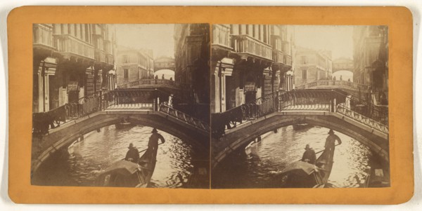 Canal, Venice, Italy; Italian; about 1865; Albumen silver print