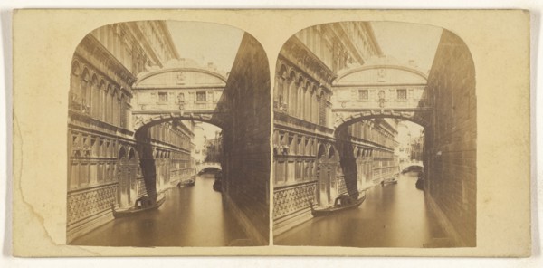 Canal, Venice, Italy; Italian; about 1865; Albumen silver print