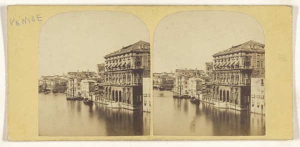 Palaces of Rezzonico and Foscari. Venice; Italian; about 1865; Albumen silver print