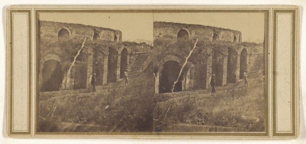 Exterior of Amphitheater, Pompei; Italian; about 1860; Albumen silver print