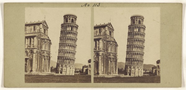 La tour penchee a Pisa; Italian; about 1865; Albumen silver print