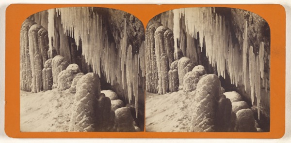 Winter view under Horse Shoe Fall, Canada side; Canadian; about 1865; Albumen silver print