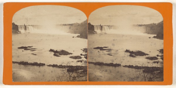 Horseshoe Fall from the ferry, Canada side; Canadian; about 1870; Albumen silver print