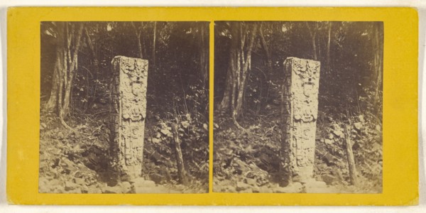 Monolith, Ruins of Copan, Central America. No Altar-stone. Front facing West, and North side; about 1870; Albumen silver print