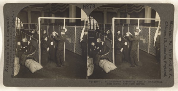 U.S. Inspectors Examining Eyes of Immigrants, Ellis Island, New York Harbor; Underwood & Underwood, American, 1881 - 1940s