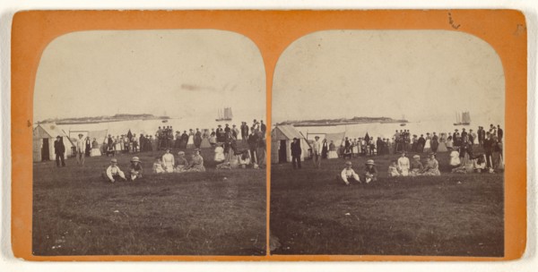 Scene at Marblehead Beach, Lowell, Mass; Simon Towle, American, active Lowell, Massachusetts 1855 - 1893, about 1870; Albumen