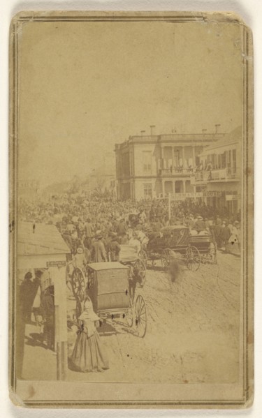 Parade at Post Office; J.B. Blessing & Brothers; about 1865; Albumen silver print
