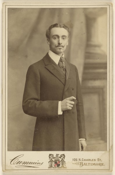 The Iron Master,Actor with turned-up moustache, standing; Cummins, American, active 1870s, about 1880; Platinum print