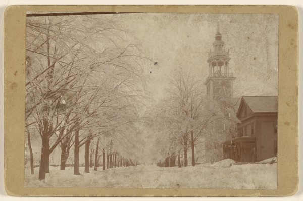 View of a tree-lined street with snow, Ashfield, Massachusetts; A.W. & G.E. Howes; 1896; Gelatin silver print