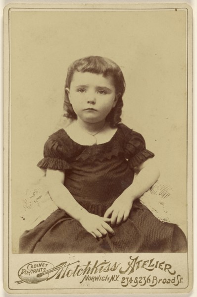 Little girl, seated; Hotchkiss, American, active Norwich, New York 1880s - 1890s, 1892; Albumen silver print
