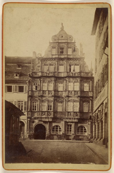 View of a building with the name Ritter, Heidelberg, Germany; Eduard Lange, German, active 1880s, about 1875; Albumen silver