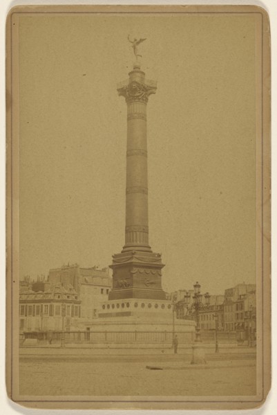 Colonne de Juillet. Place de la Bastille; French; 1870s; Albumen silver print