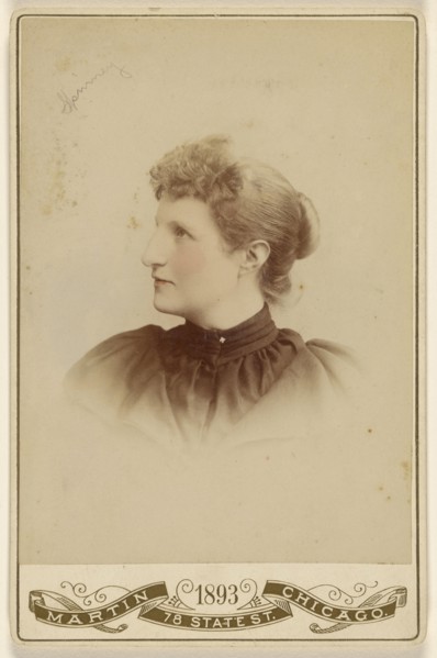 woman, in profile to left; Martin, American, active Chicago, Illinois 1890s, 1893; Hand-colored albumen silver print