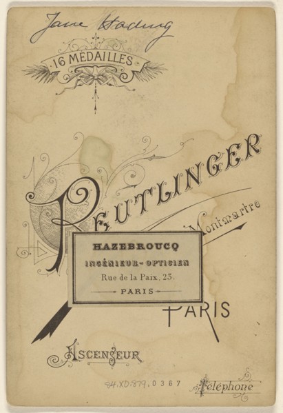 Jane Hading; Emile Auguste Reutlinger, French, 1825 - 1907, about 1895; Gelatin silver print