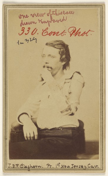 J.E.F. Cleghorn Pt. 1st New Jersey Cav. Civil War victim; Decamp & Crane; about 1864; Albumen silver print