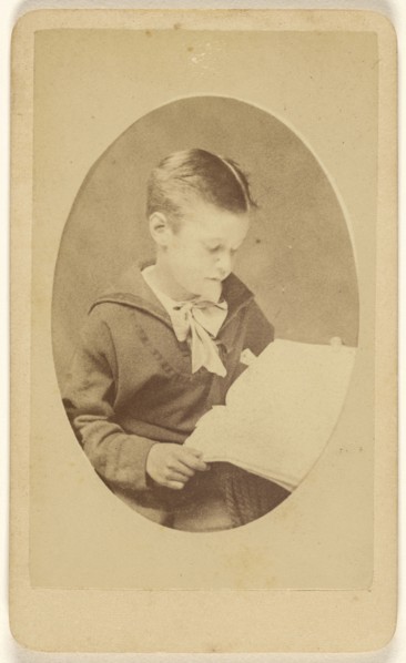 boy reading, in oval style; F.G. Handel, American, active Orange, New Jersey 1860s, about 1865; Albumen silver print