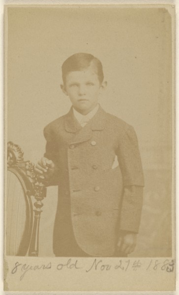 8 years old Nov 27th 1883  young boy, standing; L.S. Stevens, American, active 1880s, November 27, 1883; Albumen silver print