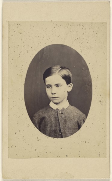 little boy, in quasi-oval style; about 1865; Albumen silver print