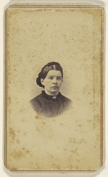 woman, in vignette-style; S.G. Sheaffer, American, active Hanover, Pennsylvania 1860s - 1870s, 1865 - 1870; Albumen silver