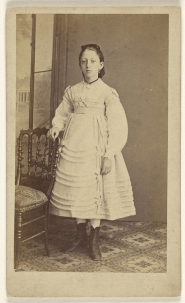 woman, standing; J. Bourens, French, active Metz, France 1860s, 1865 - 1870; Albumen silver print