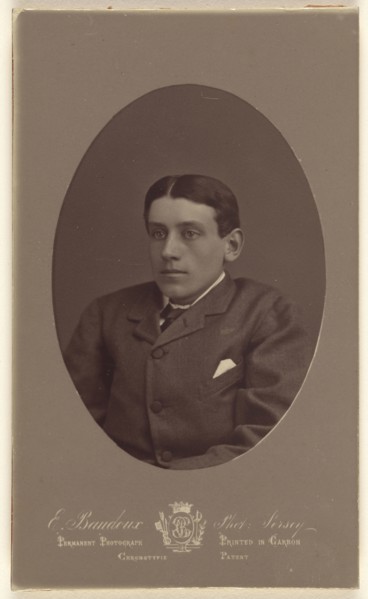 young man, printed in oval style; E. Baudoux, British, active 1870s, about 1878; Carbon print