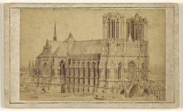 Cathedral at Reims; Borderia, French, active 1880s, 1865 - 1870; Albumen silver print