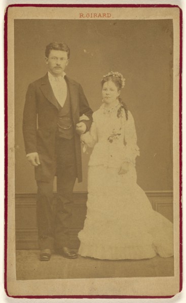 couple, standing; R. Girard, French, active Paris, France 1859 - 1860s, about 1865; Albumen silver print