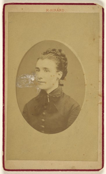 woman, printed in quasi-oval style; R. Girard, French, active Paris, France 1859 - 1860s, about 1865; Albumen silver print