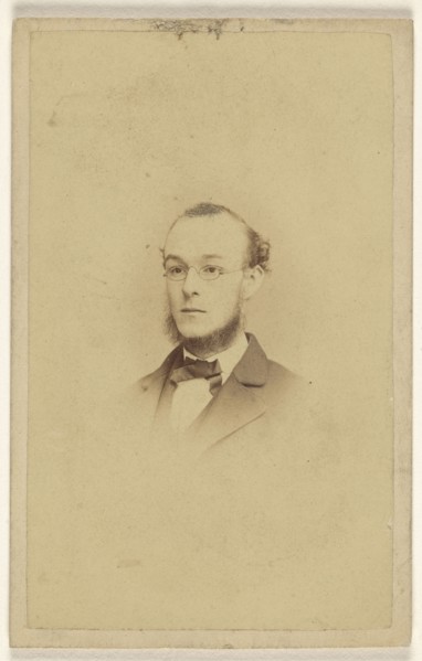 chin-bearded man wearing wire-rimmed glasses, printed in vignette-style; James Cremer & James Dillon; 1870-1875; Albumen silver