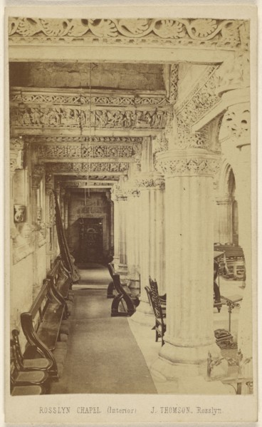 Rosslyn Chapel, Interior, John Thomson, Scottish, 1837 - 1921, about 1865; Albumen silver print