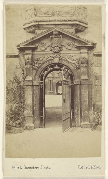 Quinn Gate. St. John's. 2nd Quad; Hills & Saunders, British, active about 1860 - 1920s, 1865 - 1870; Albumen silver print