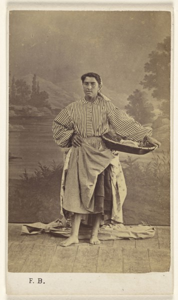 Genre portrait of an  woman holding a basket; Ferdinand Berillon, French, active 1860s, 1870 - 1875; Albumen silver print