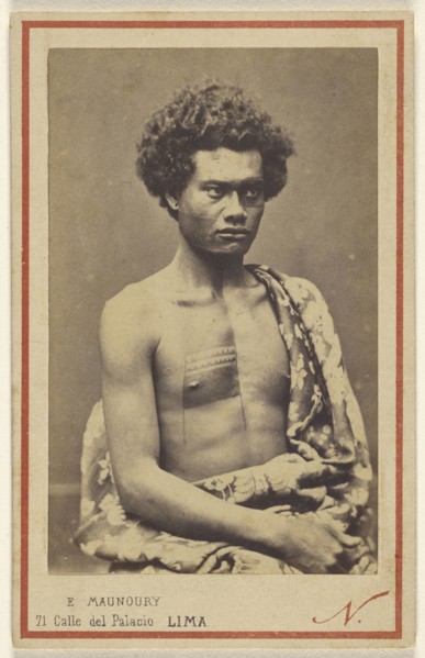 Native man, South Sea Islands; Eugenio Maunoury, French, active Paris, France and Lima, Peru 1860s - 1870s, about 1863; Albumen