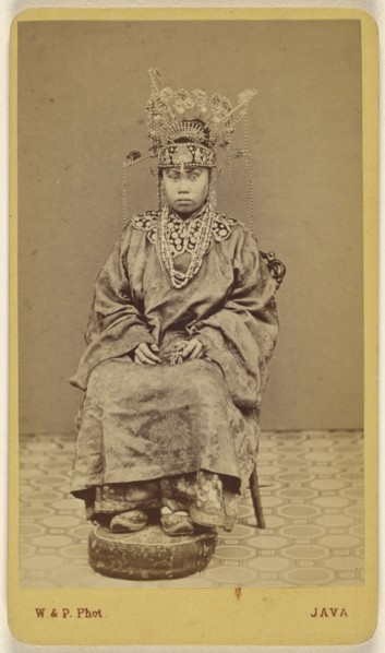 Javanese woman wearing an ornate headdress, seated; Woodbury & Page, British, active 1857 - 1908, 1870s; Albumen silver print