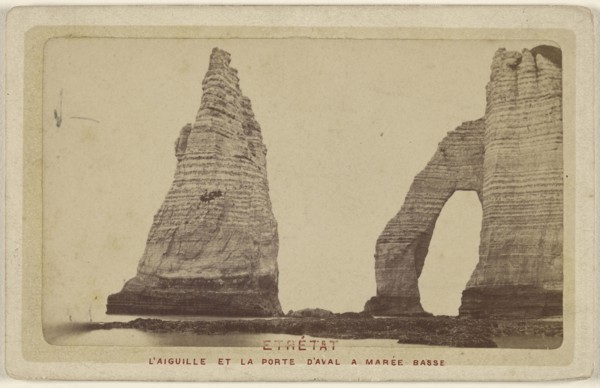 Etretat. L'Aiguille et La Porte D'Aval a Maree Basse; French; about 1877; Albumen silver print