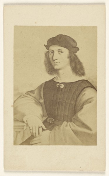 Copy of an  ca. 15th - 16th century painting of a man with long hair seated; Fratelli Alinari, Italian, founded 1852, 1865