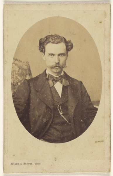 man with handlebar moustache, printed in quasi-oval style; Bayard & Bertall; 1862 - 1868; Albumen silver print