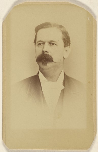 man with bushy moustache, printed in vignette-style; A. & G. Taylor, British, active Leeds, England 1890s, 1865 - 1875; Albumen